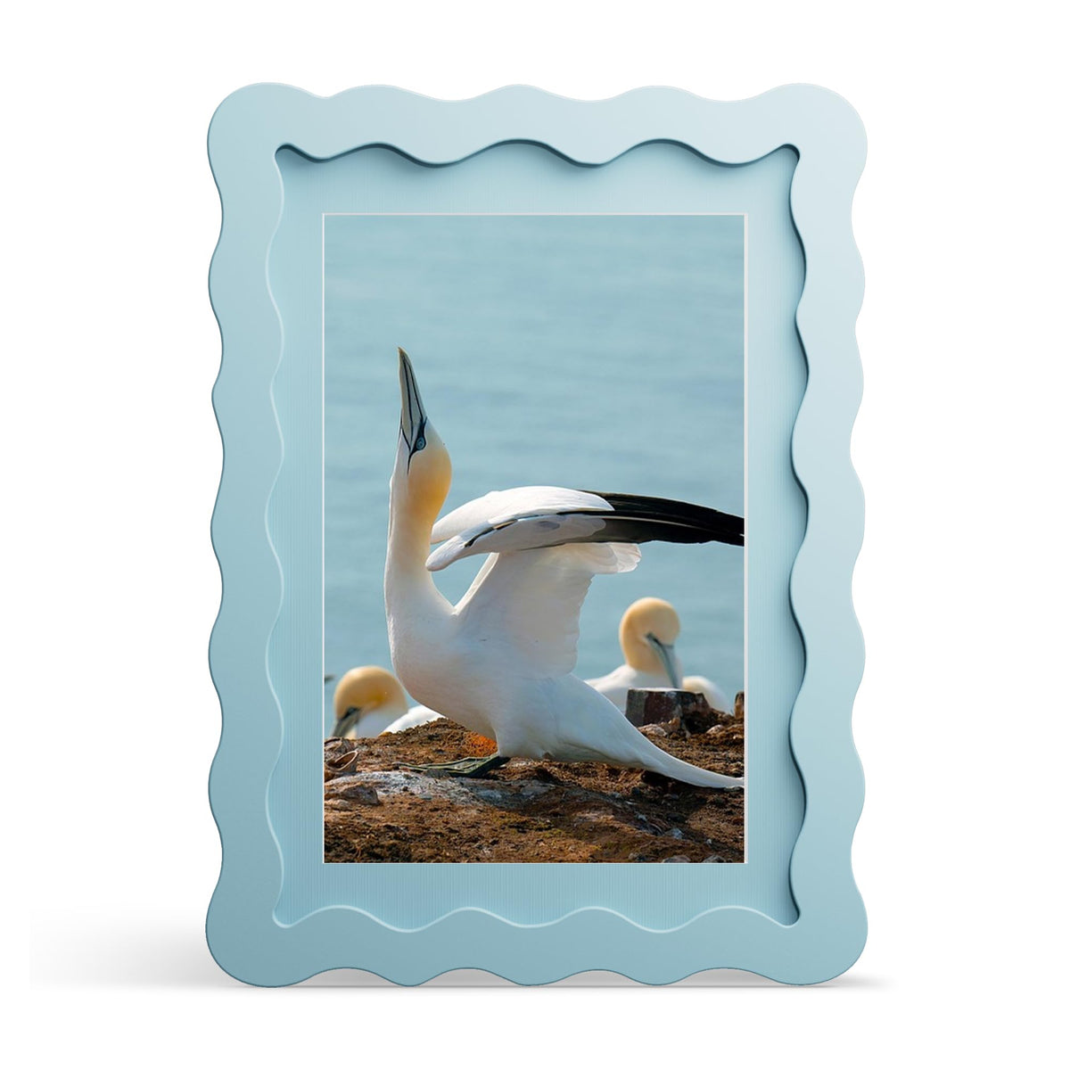 4x6 Picture Frame with Mat for 3.5x5, Wavy Edge Wooden Real Glass Photo Frame for Tabletop and Wall Hanging, Green, 1 Pack