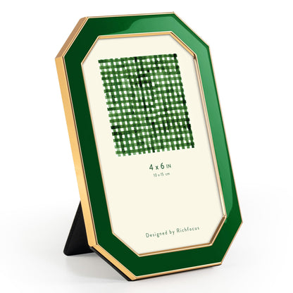 4x6 Enamel Picture Frame with HD-Tempered Glass, Display 3x5 Photo with Mat, Ornate Photo Frame with Gold Metal Edge & Velvet Back for Tabletop & Wall Mount Vertically or Horizontally Display, White