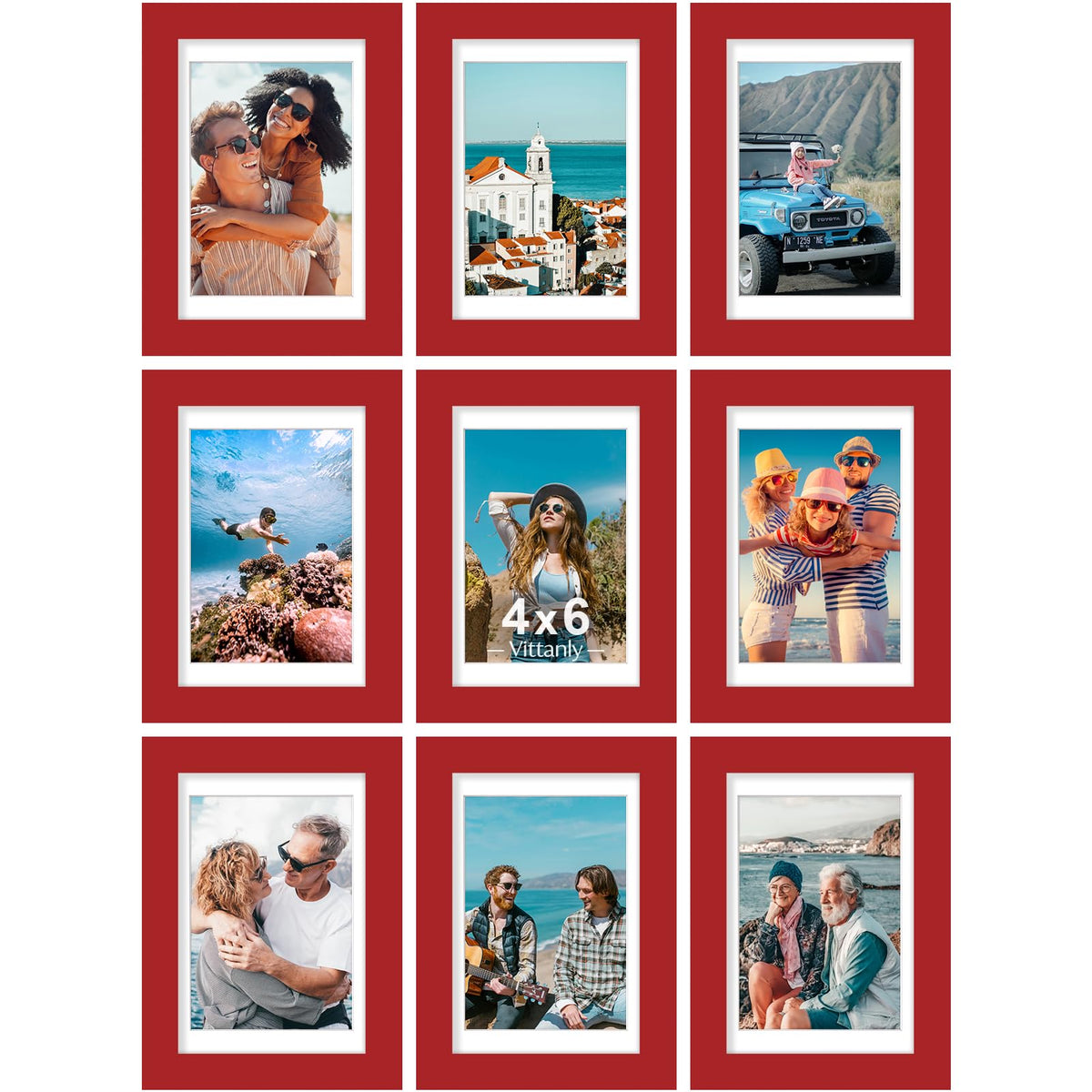 Vittanly 8x10 Picture Frames Set of 9 for Wall or Tabletop Display, Black