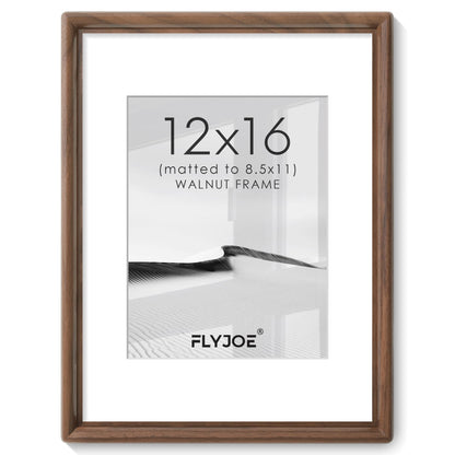 FLYJOE 11x14 Picture Frame, Solid Walnut Wood Frame with Mat for 8x10 Photo