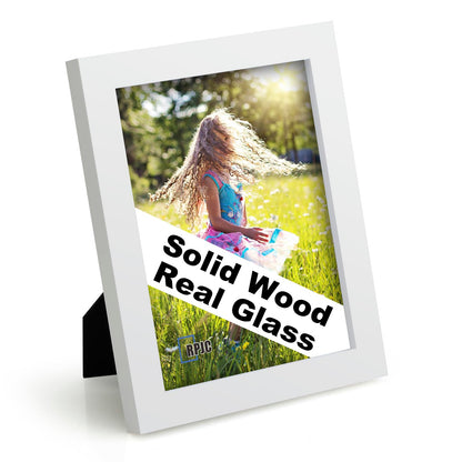 RPJC 5x7 Solid Wood Picture Frame with Real Glass Cover Black