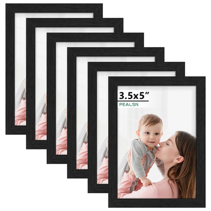 PEALSN 8x10 Picture Frame Set of 6, Wall or Tabletop, Black Woodgrain