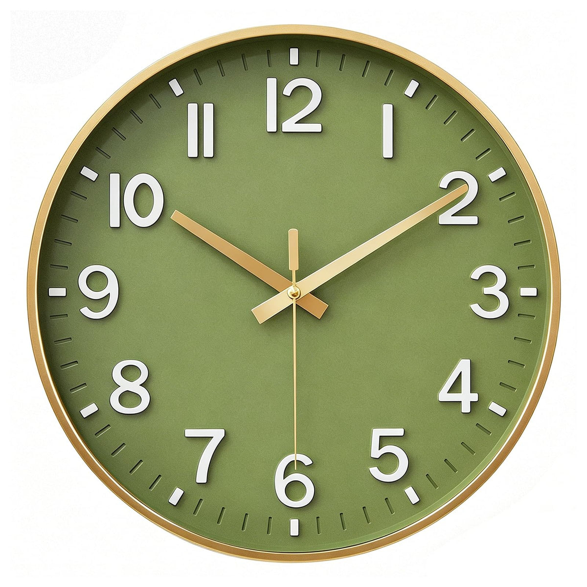 HZDHCLH 8 Inch Wall Clock Battery Operated Silent Non Ticking Green Modern