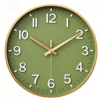HZDHCLH 8 Inch Wall Clock Battery Operated Silent Non Ticking Green Modern