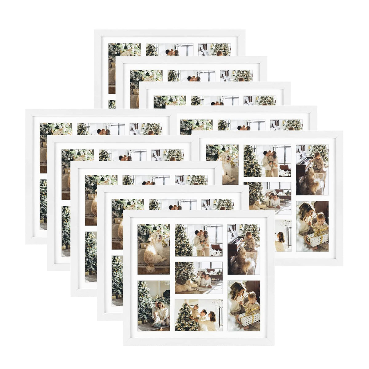 Golden State Art 9-Openings 4x6 Wood Collage Picture Frame Black
