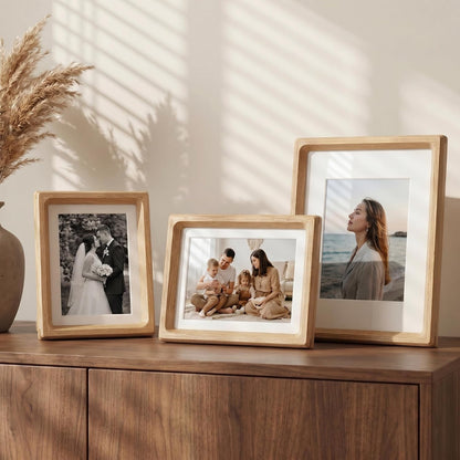 Dreamland 8x10 Picture Frame, USA-Sourced Oak Wood Photo Frames with HD Tempered Glass, 8 x 10 Wooden Frame Matted to 5 x 7, 8x10 Frames Handcrafted Rounded Corner for Tabletop or Wall Display
