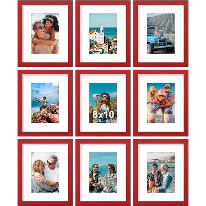 Vittanly 8x10 Picture Frames Set of 9 for Wall or Tabletop Display, Black