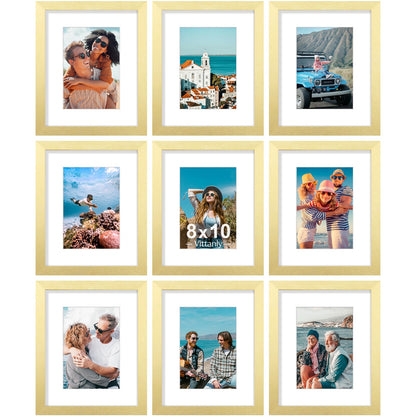 Vittanly 8x10 Picture Frames Set of 9 for Wall or Tabletop Display, Black