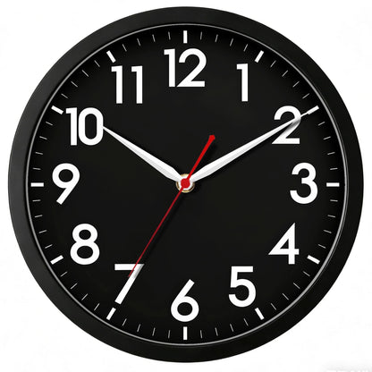 AKCISOT 12 Inch Wall Clock, Silent Battery Operated Analog Clock, Black