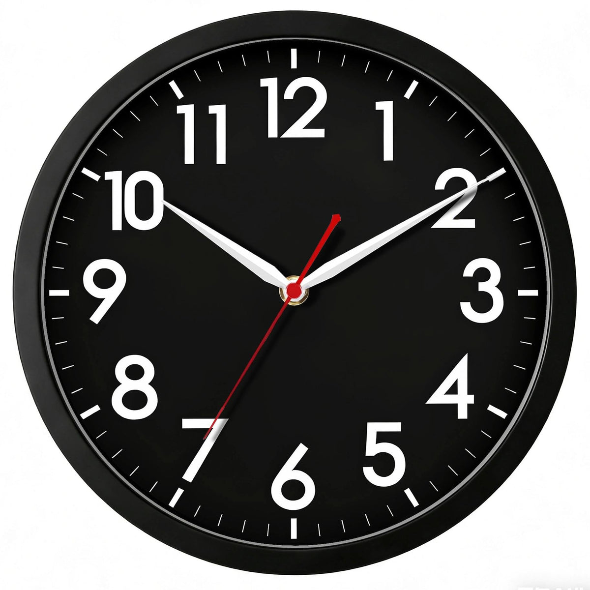 AKCISOT 8 Inch Wall Clock, Silent Battery Operated Analog Clock, Black