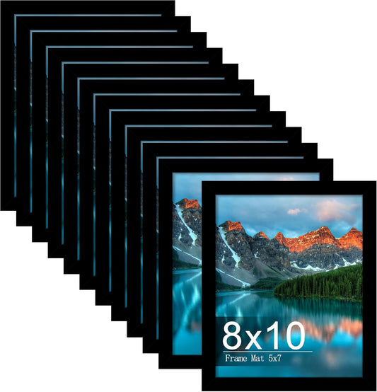 Picrit 8x10 Picture Frame Set of 12, Modern Gallery Wall Frames, Black
