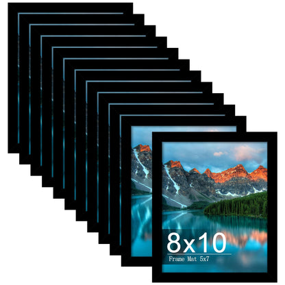 Picrit 8x10 Picture Frame Set of 12, Modern Gallery Wall Frames, Black