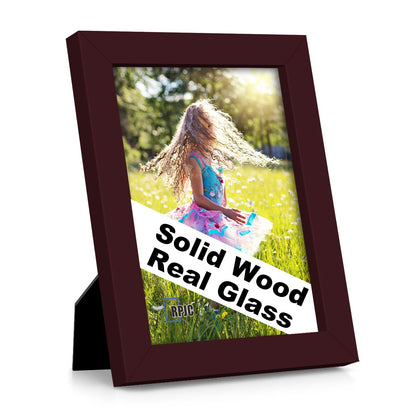 RPJC 5x7 Solid Wood Picture Frame with Real Glass Cover Black