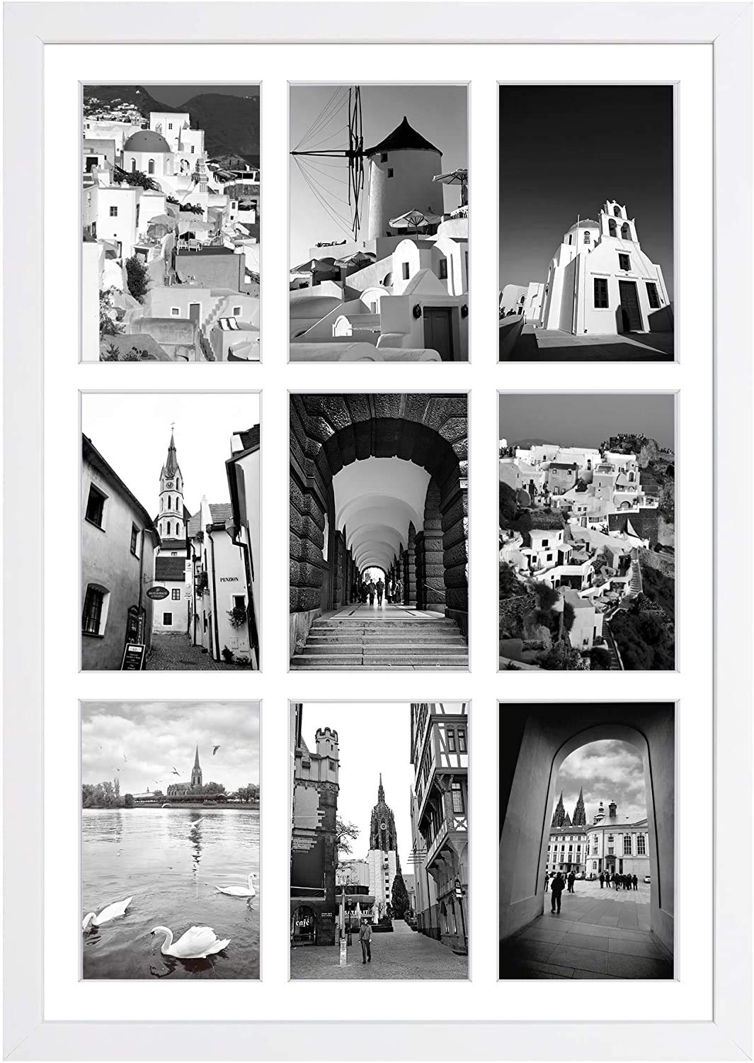Golden State Art 9-Openings 4x6 Wood Collage Picture Frame Black