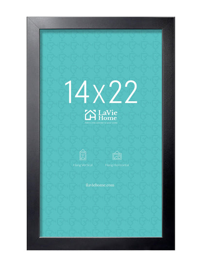 LaVie Home 14x18 Picture Frame Black Poster Frame,Display Pictures 12x16 with Mat or 14x18 Without Mat, Stable and Sturdy Frame and Polished Plexiglass, Horizontal and Vertical Format of The Walls