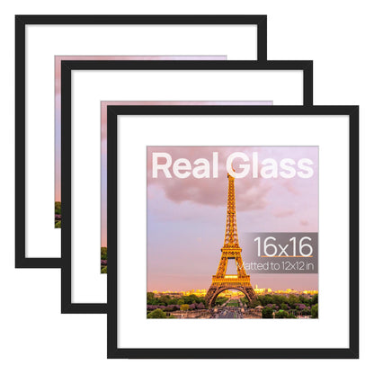 upsimples 11x14 Picture Frame, Gallery Glass Photo Frames Set of 3, Black