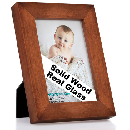 RPJC 5x7 Solid Wood Picture Frame with Real Glass Cover Black