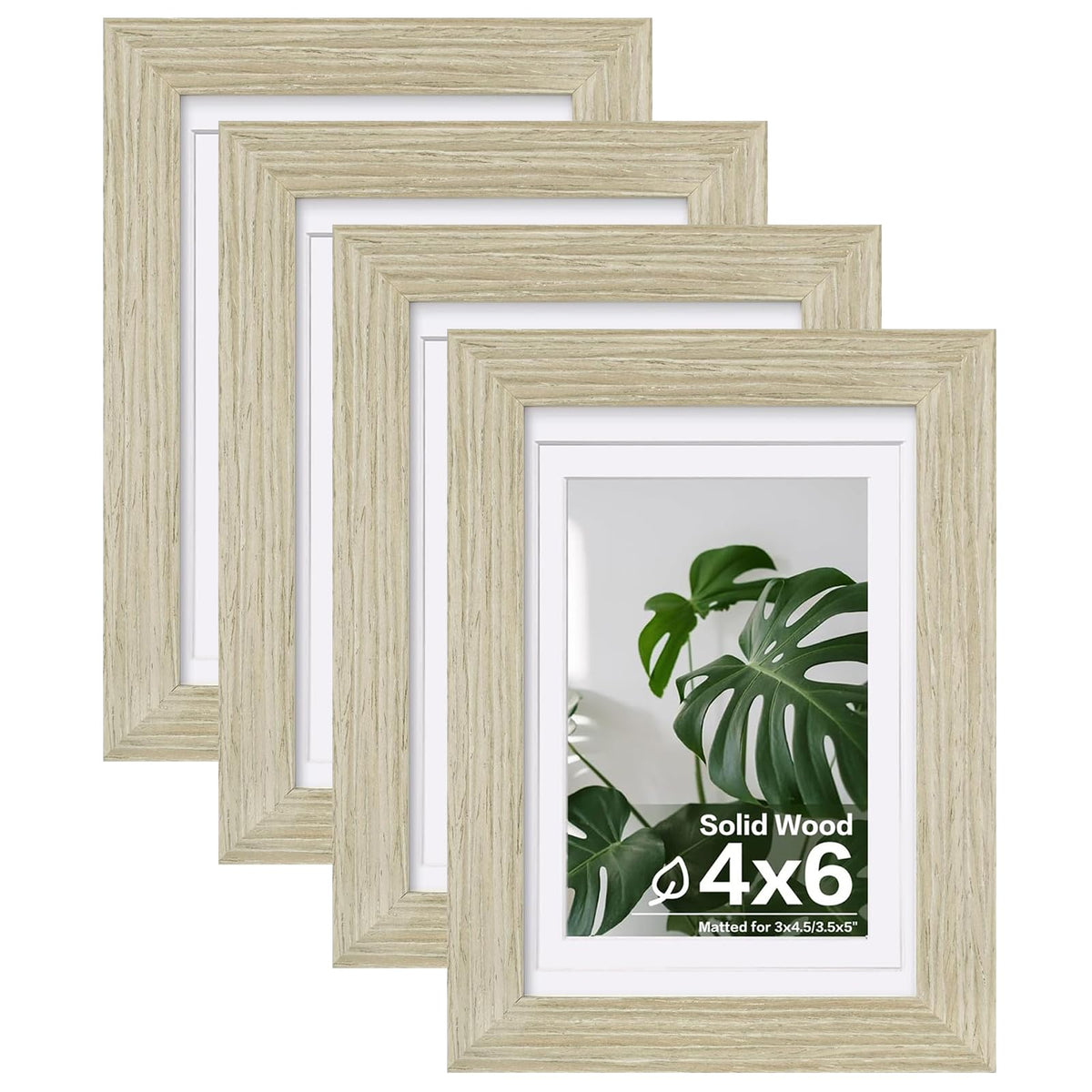 Egofine 8x10 Picture Frames Set of 4, Made of Solid Wood Covered by Plexiglass 4x6 and 5x7 with Mat or 8x10 without Mat, for Table Top Display and Wall Mounting Photo Frame White