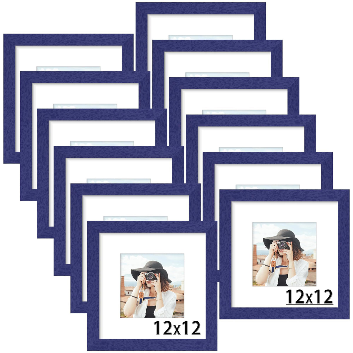 Picrit 8x10 Picture Frame Set of 12, Modern Gallery Wall Frames, Black