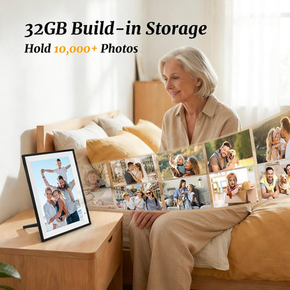 Digital Picture Frame 10.1 Inch Digital Photo Frame 32GB Storage, WiFi Picture Frame with1280x800 IPS Touch Screen, Auto-Rotate Photo Frame Share Your Photos and Videos via AiMOR App, Black