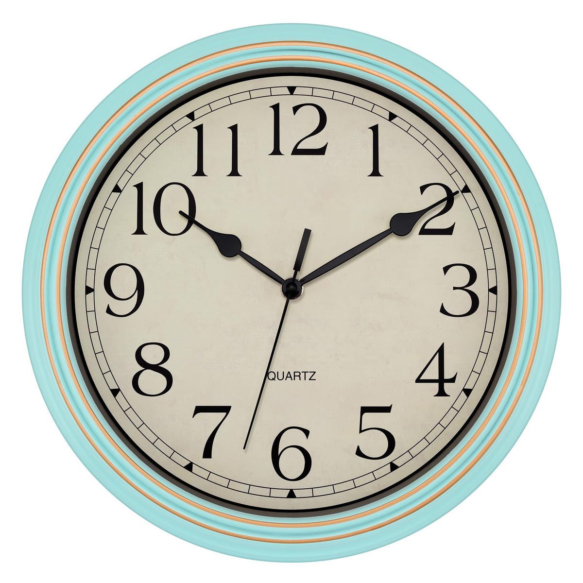 Foxtop 12 Inch Retro Wall Clock Round Silent Battery Operated Clock, Bronze