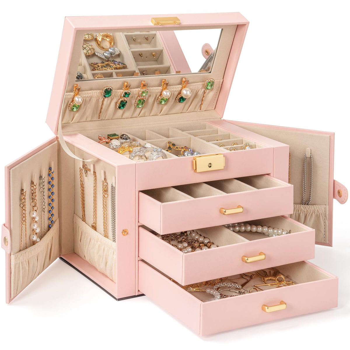 AKOZLIN 4-Tier Jewelry Box 3 Drawers Jewelry Storage Organizer for Women