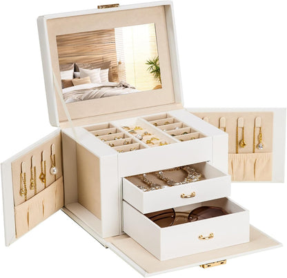 Homde Lockable Jewelry Box for Girl: 3-Layer Safe Organizer with Key