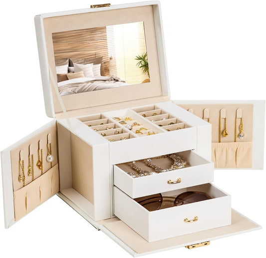 Homde Lockable Jewelry Box for Girl: 3-Layer Safe Organizer with Key