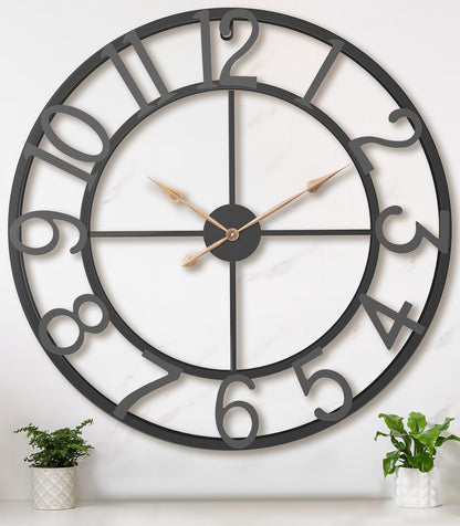 Pytha Sight 30 Inch Black Large Roman Numeral Wall Clocks for Living Room