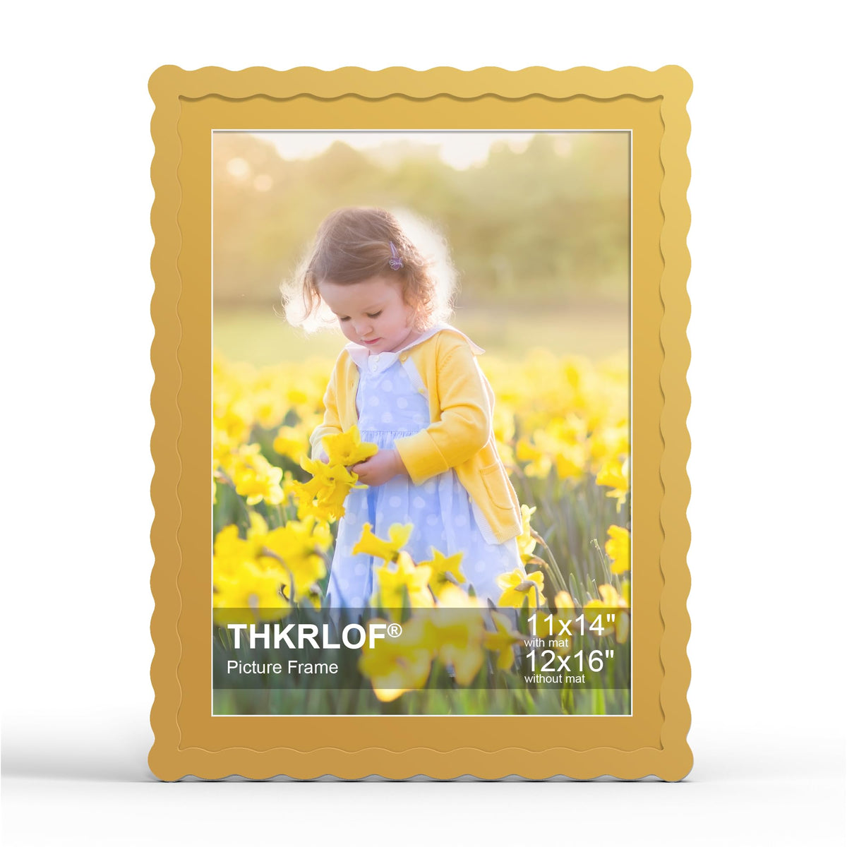 4x6 Picture Frame with Mat for 3.5x5, Wavy Edge Wooden Real Glass Photo Frame for Tabletop and Wall Hanging, Green, 1 Pack