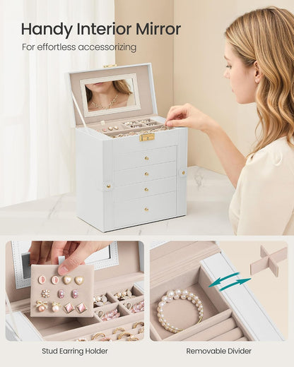 SONGMICS 5-Layer Jewelry Box Organizer with 4 Drawers, Lock and Mirror