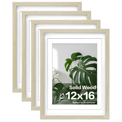 Egofine 8x10 Picture Frames Set of 4, Made of Solid Wood Covered by Plexiglass 4x6 and 5x7 with Mat or 8x10 without Mat, for Table Top Display and Wall Mounting Photo Frame White