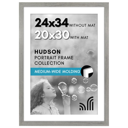 Americanflat 22x28 Poster Frame - Matted to 18x24 - Engineered Wood - Black