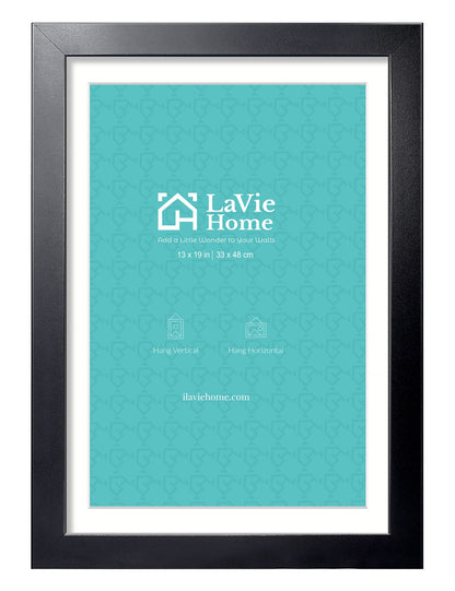 LaVie Home 14x18 Picture Frame Black Poster Frame,Display Pictures 12x16 with Mat or 14x18 Without Mat, Stable and Sturdy Frame and Polished Plexiglass, Horizontal and Vertical Format of The Walls
