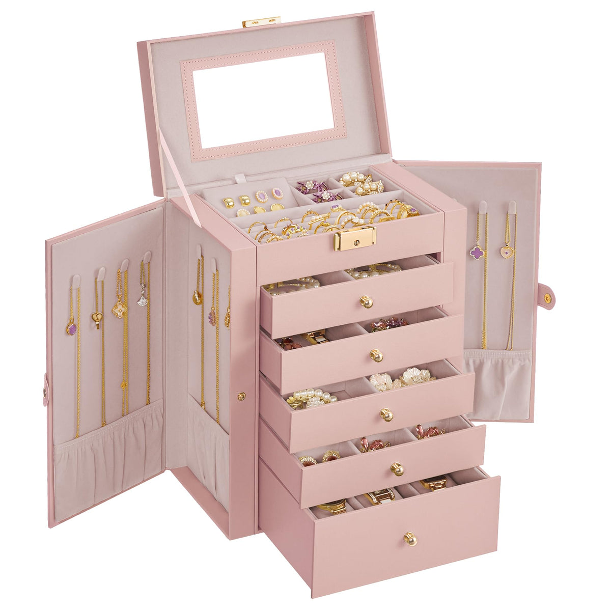 SONGMICS 5-Layer Jewelry Box Organizer with 4 Drawers, Lock and Mirror
