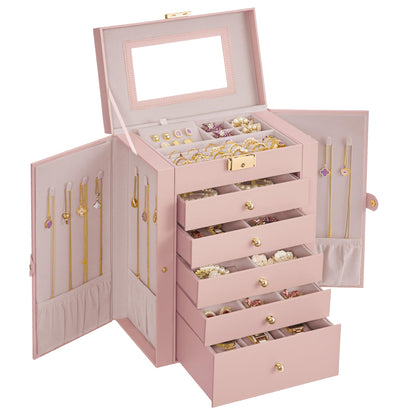 SONGMICS 5-Layer Jewelry Box Organizer with 4 Drawers, Lock and Mirror