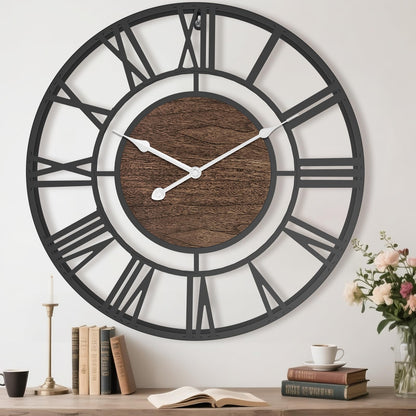 Pytha Sight 30 Inch Black Large Roman Numeral Wall Clocks for Living Room