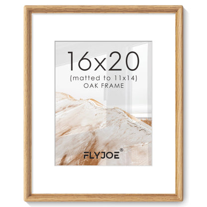 FLYJOE 11x14 Picture Frame, Solid Walnut Wood Frame with Mat for 8x10 Photo