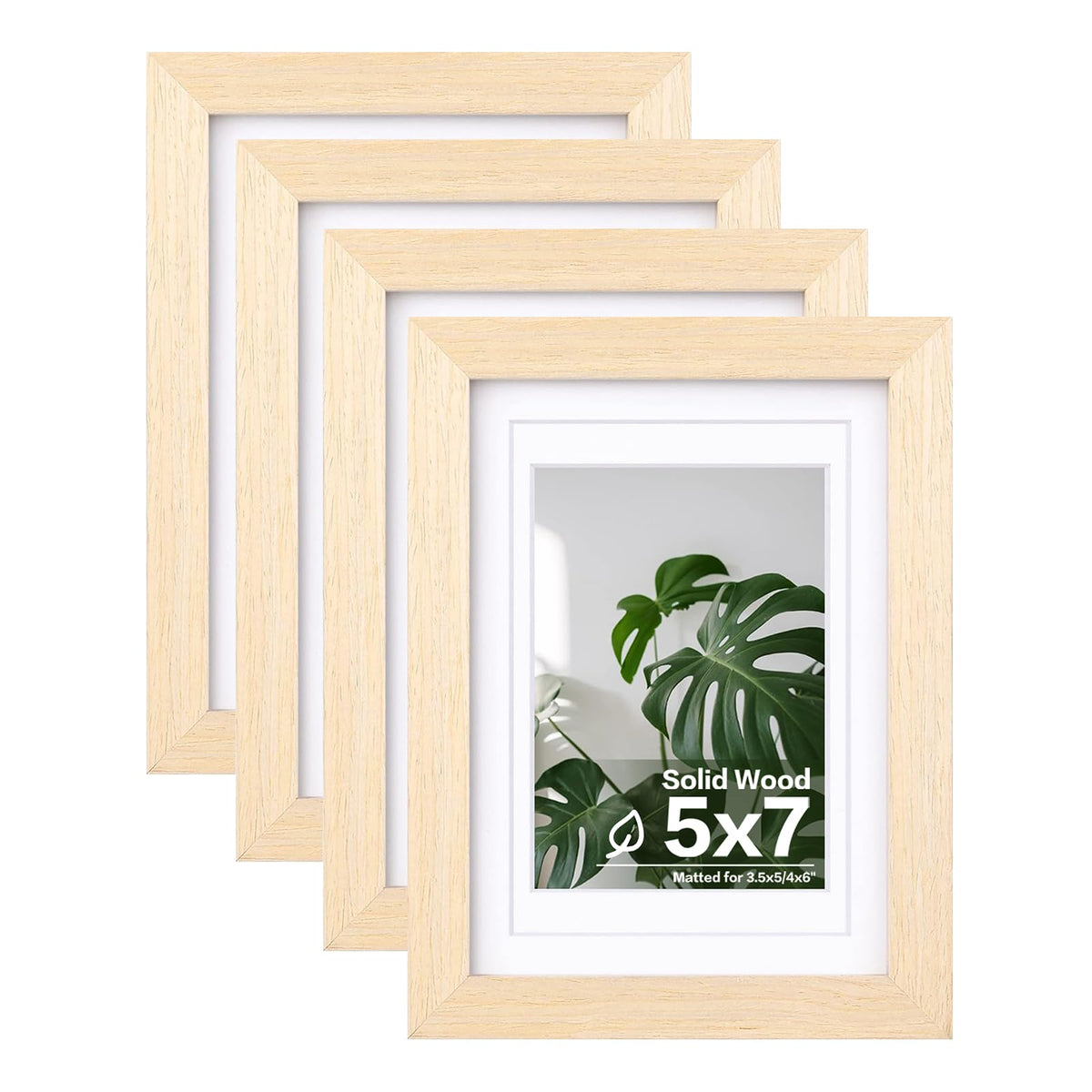 Egofine 8x10 Picture Frames Set of 4, Made of Solid Wood Covered by Plexiglass 4x6 and 5x7 with Mat or 8x10 without Mat, for Table Top Display and Wall Mounting Photo Frame White