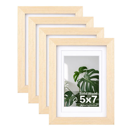 Egofine 8x10 Picture Frames Set of 4, Made of Solid Wood Covered by Plexiglass 4x6 and 5x7 with Mat or 8x10 without Mat, for Table Top Display and Wall Mounting Photo Frame White