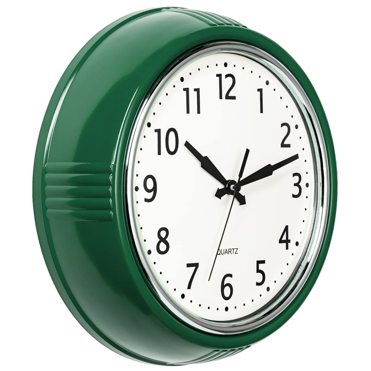 Bernhard Products Retro Wall Clock 12 Inch Red Kitchen 50's Vintage Design Round Silent Non Ticking Battery Operated Quality Quartz Clock for Home Office School or Classroom