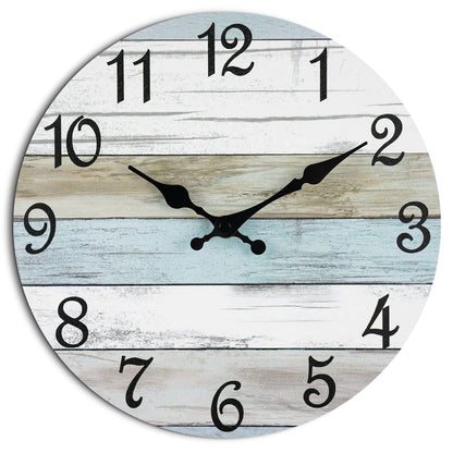CHYLIN Wall Clock Non-Ticking Battery Operated Silent Rustic Coastal