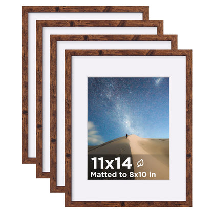 KINLINK 5x7 Picture Frame White Set of 4, Wooden Photo Frames Matted 4x6 with Plexiglass for 4x6 with Mat or 5x7 without Mat for Table and Wall Display
