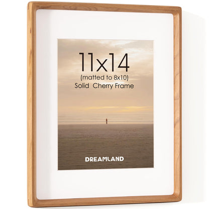 Dreamland 8x10 Picture Frame, USA-Sourced Oak Wood Photo Frames with HD Tempered Glass, 8 x 10 Wooden Frame Matted to 5 x 7, 8x10 Frames Handcrafted Rounded Corner for Tabletop or Wall Display