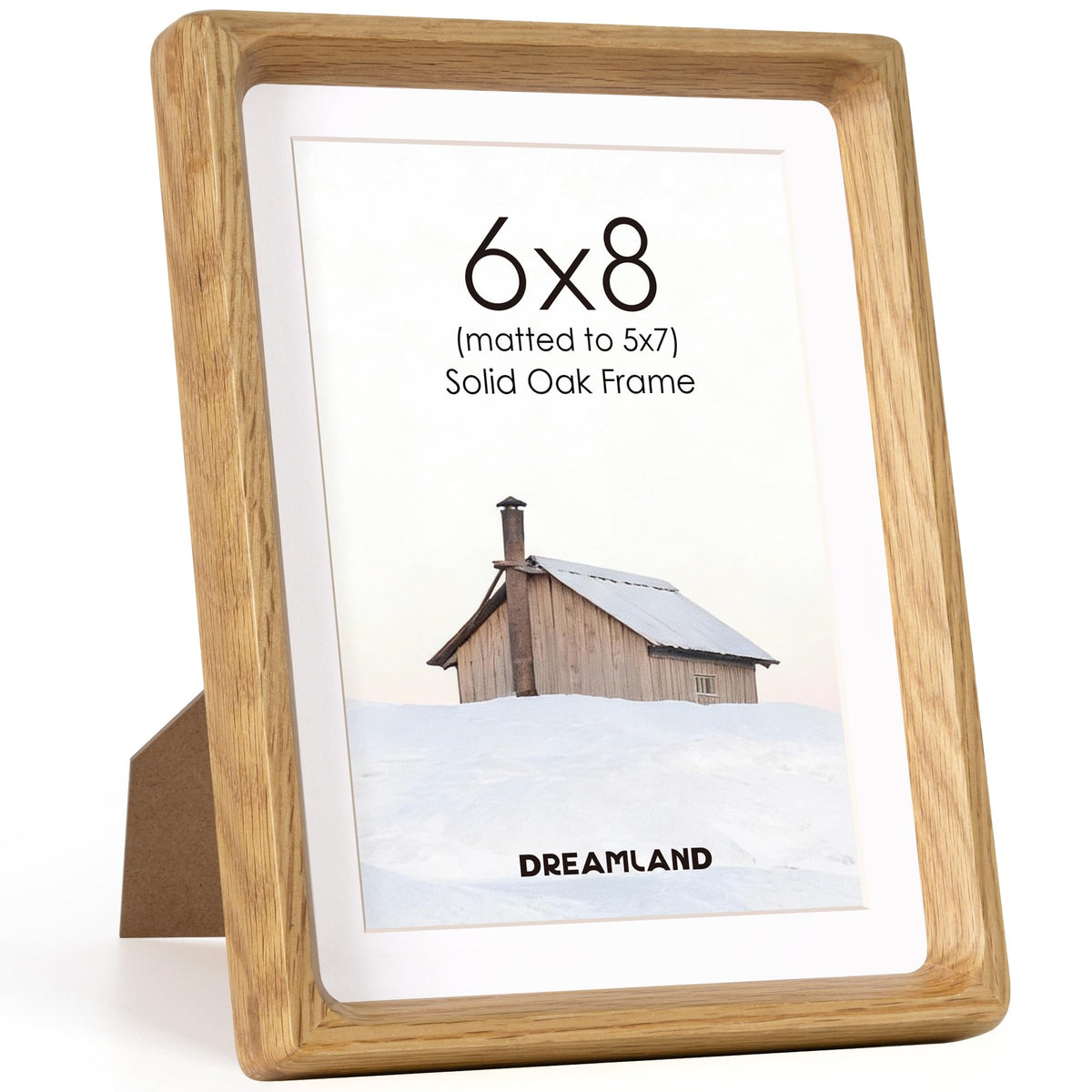 Dreamland 5x7 Picture Frame, USA-Sourced Oak Wood Photo Frames with HD Tempered Glass, 5 x 7 Wooden Frame Matted to 4 x 6, 5x7 Frames Handcrafted Rounded Corner for Tabletop or Wall Display