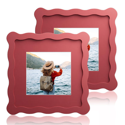 5x7 Wavy Picture Frame with 4x6 Mat, 5 x 7 Wood Frame, Real Glass
