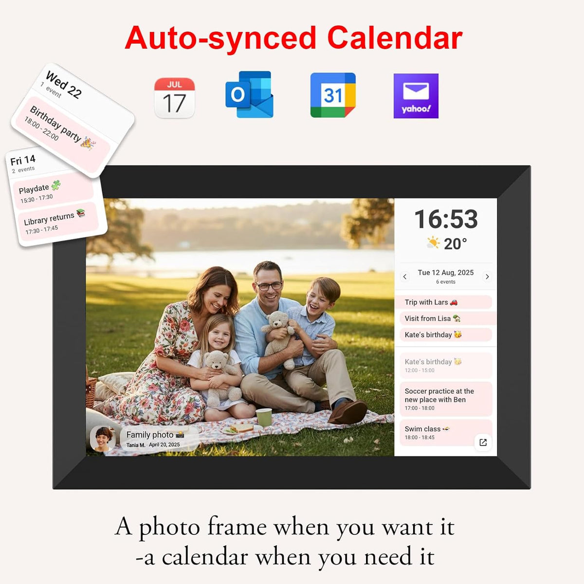 Frameo 10.1 Inch WiFi Digital Photo Frame, 32GB Digital Picture Frame with 1280x800 IPS HD Touch Screen, Auto-Rotate Wall Mount, Easy Share Photos/Videos from Phone - Gifts for Mom