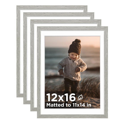 KINLINK 5x7 Picture Frame White Set of 4, Wooden Photo Frames Matted 4x6 with Plexiglass for 4x6 with Mat or 5x7 without Mat for Table and Wall Display
