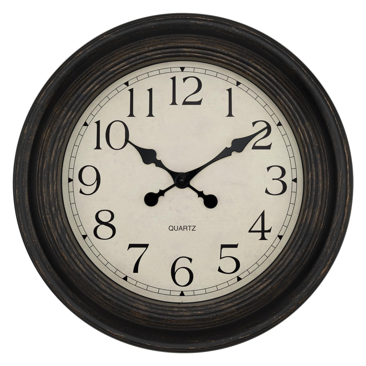 Foxtop 12 Inch Retro Wall Clock Round Silent Battery Operated Clock, Bronze