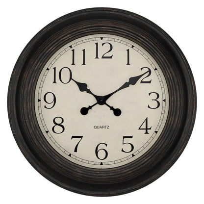 Foxtop 12 Inch Retro Wall Clock Round Silent Battery Operated Clock, Bronze